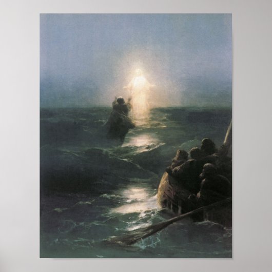 Jesus Walking auf Wasser, Ivan Aivazovsky Malerei Poster (Vorne)
