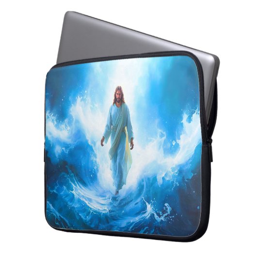 Jesus Walking in the Ocean Laptop Case/Protector Laptopschutzhülle (Vorderseite Links)