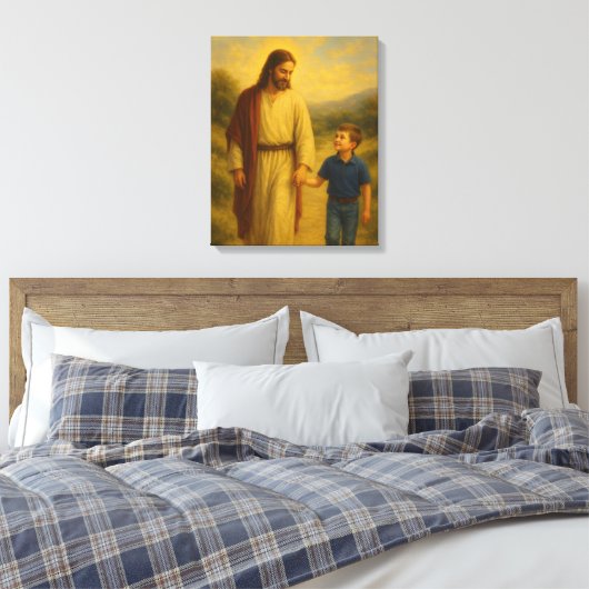 Jesus Walking mit Boy™ LDS Wall Art Leinwand (Insitu (Schlafzimmer))