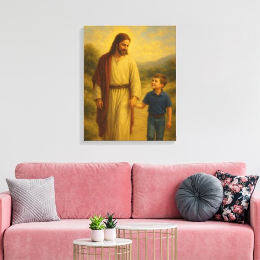 Jesus Walking mit Boy™ LDS Wall Art Leinwand (Insitu (Wohnzimmer))