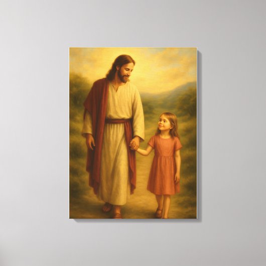 Jesus Walking mit Girl™ LDS Wall Art Leinwand (Vorderseite)