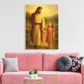 Jesus Walking mit Girl™ LDS Wall Art Leinwand (Insitu (Wohnzimmer))
