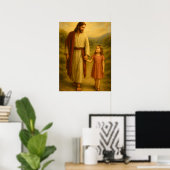 Jesus Walking mit Girl™ LDS Wall Art Poster (Heimbüro)