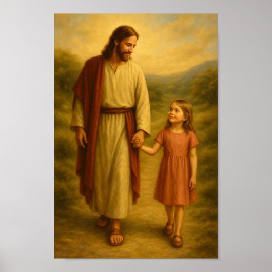 Jesus Walking mit Girl™ LDS Wall Art Poster (Vorne)
