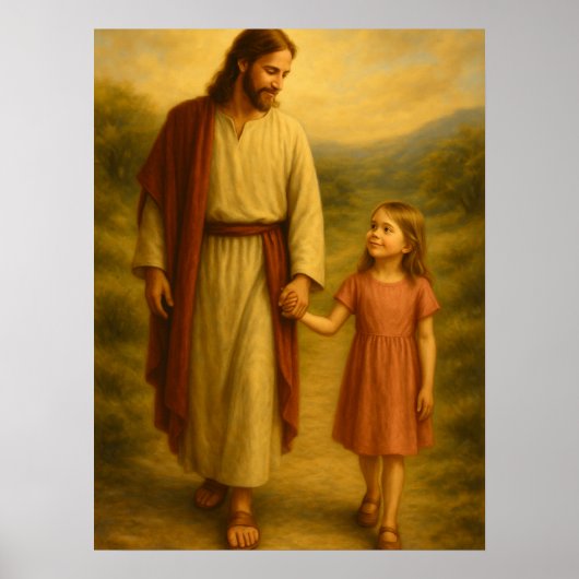 Jesus Walking mit Girl™ LDS Wall Art Poster (Vorne)