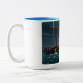 Jesus Walking On Water To Save Peter Zweifarbige Tasse