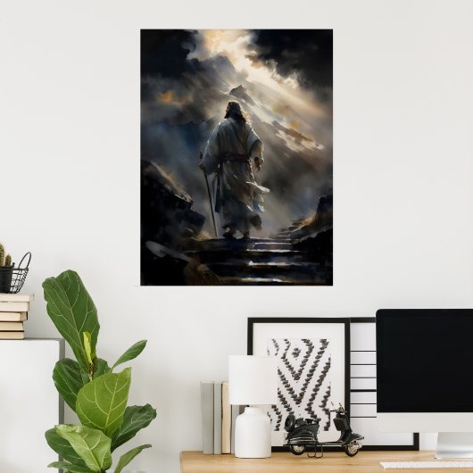 Jesus wandert den Berg Poster (Heimbüro)