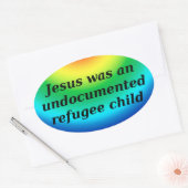 Jesus war ein Kind ohne Papiere Ovaler Aufkleber (Umschlag)