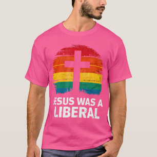 Jesus war ein liberaler Retro-Vintage-Sonnenunterg T-Shirt