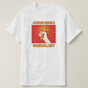 Jesus war ein Sozialist Zitat Vintage Rot und Gelb T-Shirt