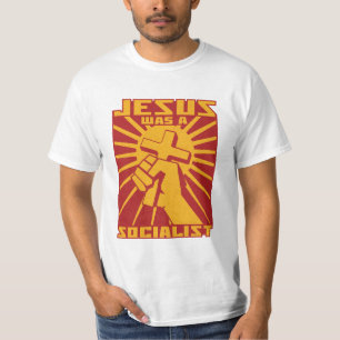 Jesus war ein sozialistischer Retro, rot und gelb T-Shirt