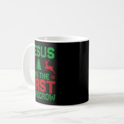Jesus Was The First-ecrow Reindeer Ugly Sweater Xm Kaffeetasse (Vorderseite Links)