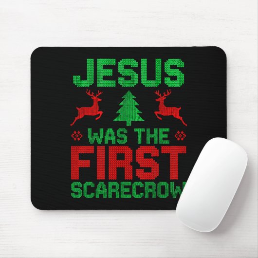 Jesus Was The First-ecrow Reindeer Ugly Sweater Xm Mousepad (Mit Mouse)