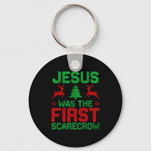 Jesus Was The First-ecrow Reindeer Ugly Sweater Xm Schlüsselanhänger (Vorderseite)