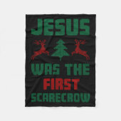 Jesus Was The First Ecrow Ugly Sweater Style Fleecedecke (Vorderseite)