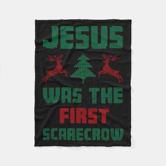 Jesus Was The First Ecrow Ugly Sweater Style  Fleecedecke (Vorderseite)