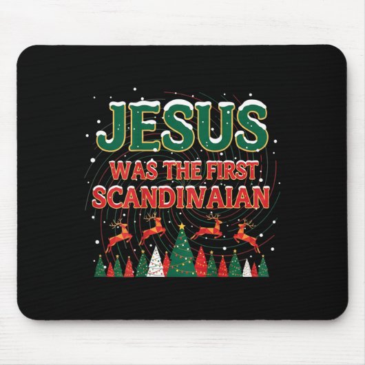 Jesus Was The First Ecrow Ugly Sweater Style Mousepad (Vorne)