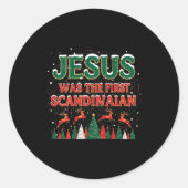 Jesus Was The First Ecrow Ugly Sweater Style Runder Aufkleber (Vorderseite)