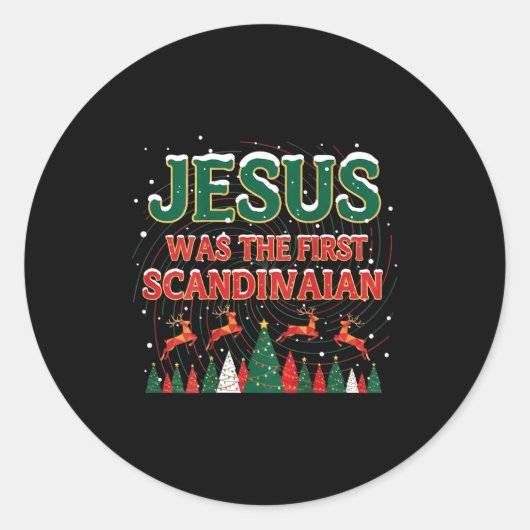Jesus Was The First Ecrow Ugly Sweater Style Runder Aufkleber (Vorderseite)
