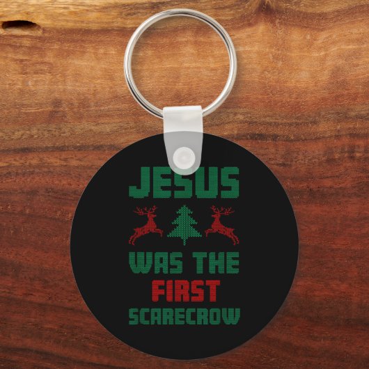 Jesus Was The First Ecrow Ugly Sweater Style Schlüsselanhänger (Vorderseite)