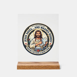 Jesus Wäscheaufgaben Humor-Shirt Christliches Graf Acrylschild