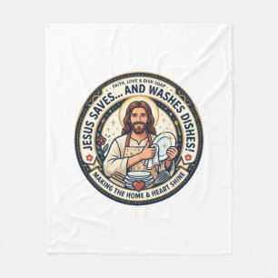 Jesus Wäscheaufgaben Humor-Shirt Christliches Graf Fleecedecke