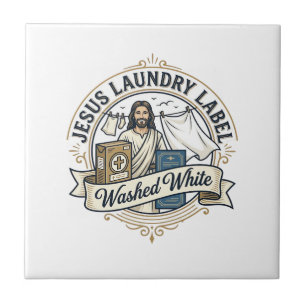 Jesus Wäscheetikett Gewaschen Weiß Jesus Wäsche Ge Fliese