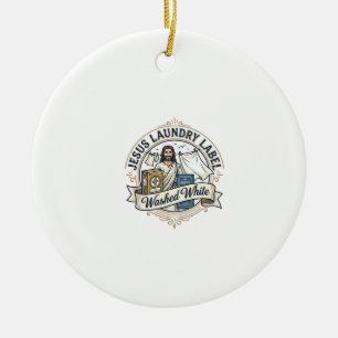 Jesus Wäscheetikett Gewaschen Weiß Jesus Wäsche Ge Keramik Ornament