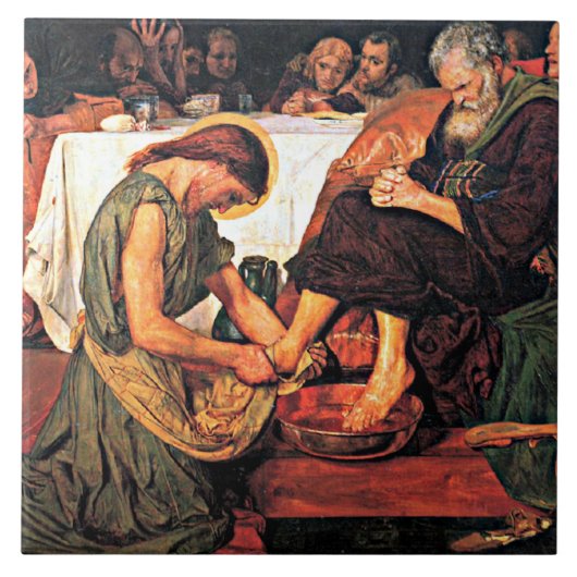 Jesus wäscht die Füße von Petrus (2) Fliese (Vorderseite)