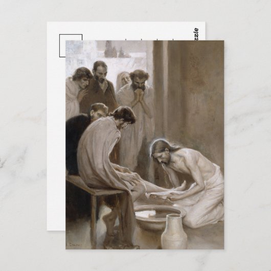 Jesus Washing Jünger's Feet | Albert Edelfelt Postkarte (Vorne/Hinten)