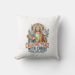 Jesus-Wasserfarbe-Hobby-T-Shirt Inspirierend Glaub Kissen