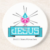 JESUS Water to Wine Wunder Sandstein Untersetzer (Vorne)
