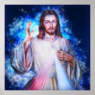 Jesus Waving from Heaven Matthew 4:17 Christlich Poster