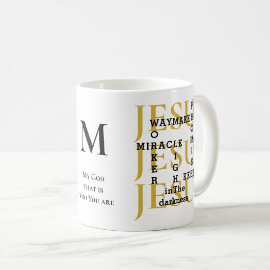 Jesus Waymaker Monogram Christlich Kaffeetasse (VorderseiteRechts)