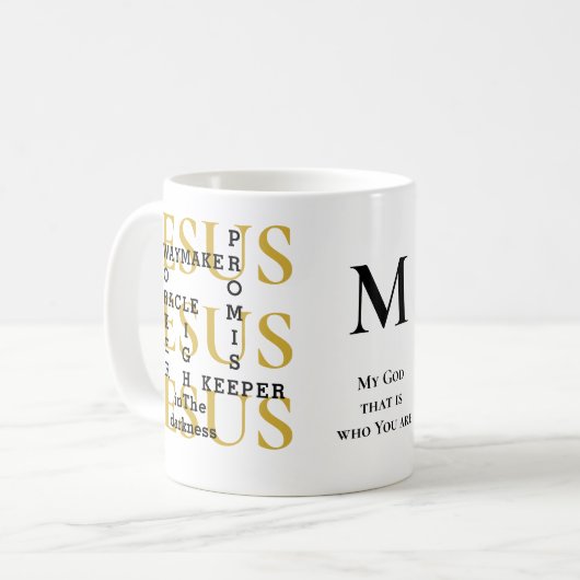 Jesus Waymaker Monogram Christlich Kaffeetasse (Vorderseite Links)