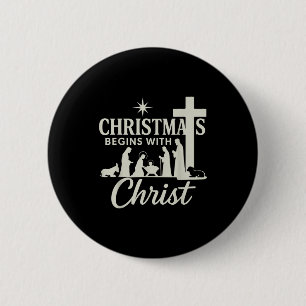 Jesus Weihnachten beginnt mit Christus Pjs Pyjama  Button