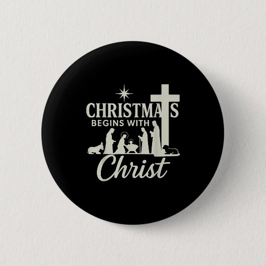 Jesus Weihnachten beginnt mit Christus Pjs Pyjama Button (Vorderseite)