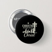Jesus Weihnachten beginnt mit Christus Pjs Pyjama Button (Vorne & Hinten)