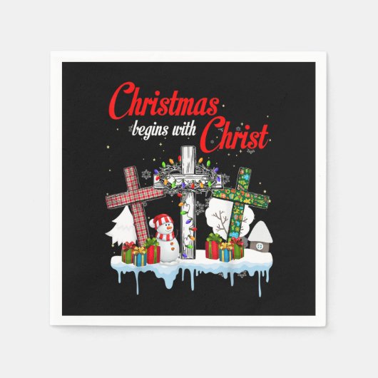 Jesus Weihnachten beginnt mit Christus Snowman Chr Serviette (Vorderseite)