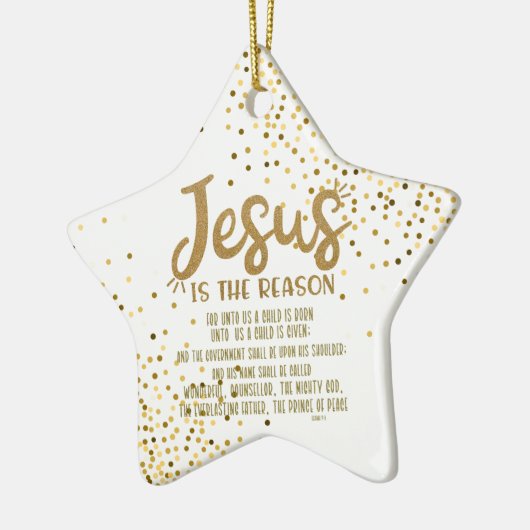 Jesus Weihnachten mit der Isaiah-Schrift Keramik Ornament (Links)