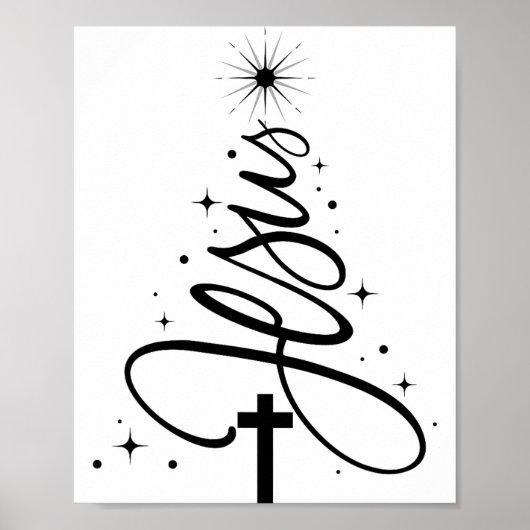 Jesus Weihnachtsbaum Christliche Bibelvers Schneef Poster (Vorne)