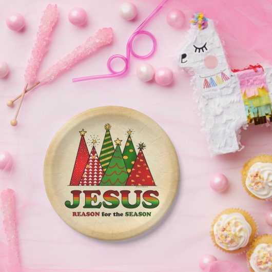 Jesus-Weihnachtsbäume Pappteller (Party)