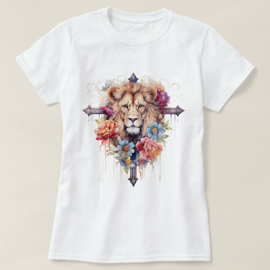 Jesus Wild Blume Löwe Christlich T-Shirt (Design vorne)