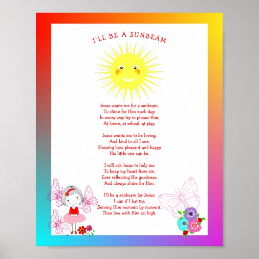 Jesus Will mich für ein Niedliches Sonnenlicht-Bil Poster (Vorne)