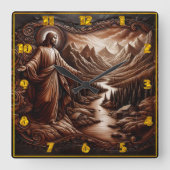 Jesus Willkommen in der Landschaft des Serengebirg Quadratische Wanduhr (Vorderseite)