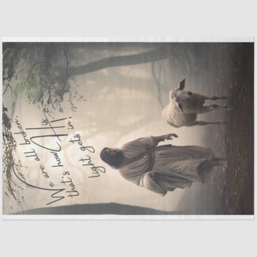 Jesus Wir sind alle zerbrochenes Dekoupage Tissue Seidenpapier (Vorderseite)