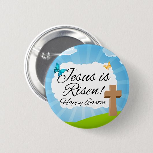 Jesus wird, christliches Ostern gestiegen Button (Vorne & Hinten)