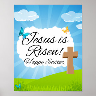 Jesus wird, christliches Ostern gestiegen Poster