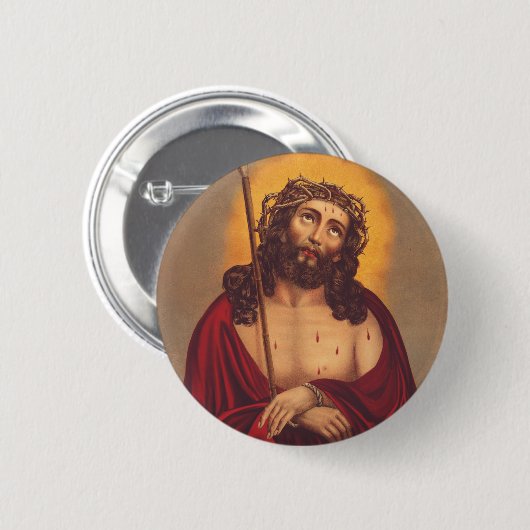 Jesus wird mit einer Dornenkrone gekrönt Button (Vorne & Hinten)