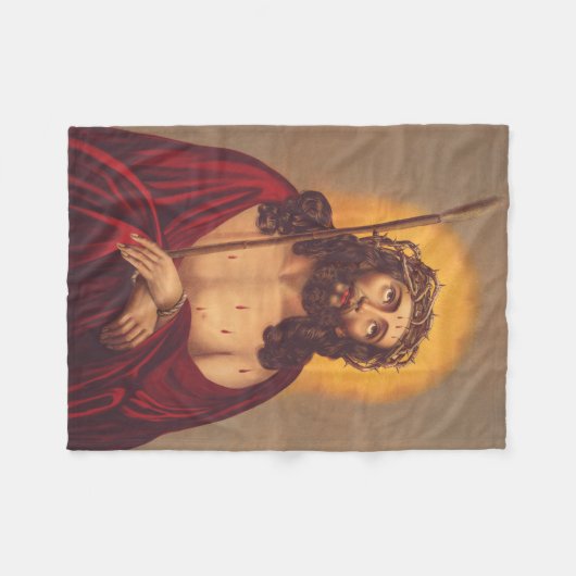 Jesus wird mit einer Dornenkrone gekrönt Fleecedecke (Vorderseite (Horizontal))